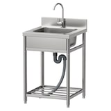 thumbnail of Gasfrit – Pia de aço inoxidável com 1 cuba e torneira 550 x 550 x 800 mm desmontável | Pia industrial com pés | Cuba para cozinha