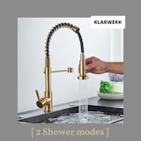 thumbnail of Bernd | Gastronomie Gold gebürstet Flexible Armatur | Edelstahl Wasserhahn Küche | Mischbatterie 360 Grad drehbar | Hochdruck 2 Anschlüsse