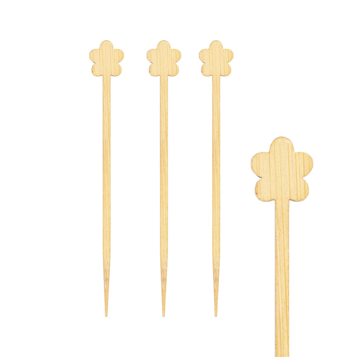 200x Picker "Blume" aus Bambus 9cm