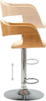 thumbnail of Décoshop26 - Barhocker x1 Retro-Hochstuhl aus gebogenem Holz cremefarbenem PVC und Stahl DEC029461