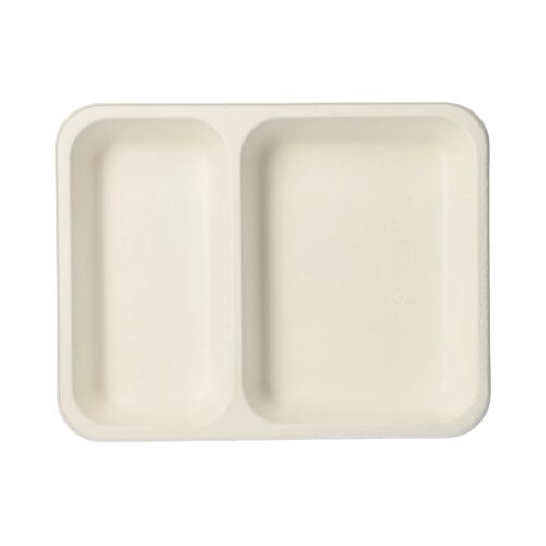 PAPSTAR 125 Siegelschalen, Zuckerrohr 2-geteilt 850 ml 3 cm x 17,5 cm x 22,5 cm weiss