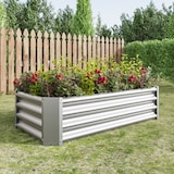 thumbnail of Hochbeet Metall 30x120x60 cm Silber aus verzinktem Stahl Wellblech ohne Boden wetterfest robust mit gefalteter Innenkante für Garten Terrasse