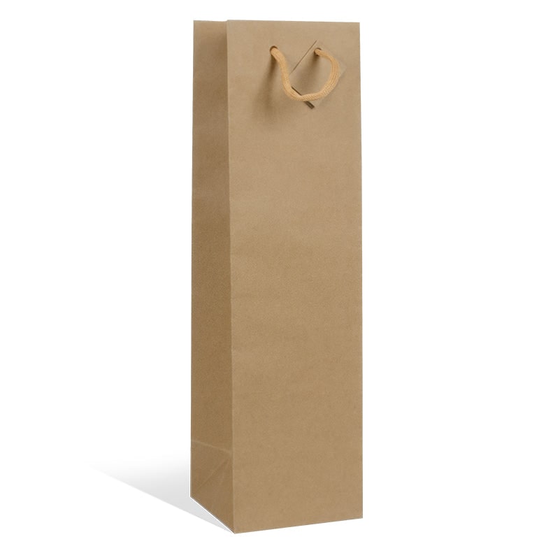 Tasche für 1 Flasche Jeroboam aus braunem Kraftpapier Kordelgriffe je 100 - Gimex