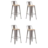 thumbnail of Sgabelli in Metallo Stile Industriale per Casa Bar Ristoranti Pizzerie con seduta in legno Chiaro. Set 4 sgabelli Colore GRIGIO ALLUMINIO
