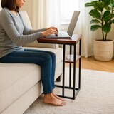 thumbnail of Relaxdays Beistelltisch, große u. kleine Ablage, HBT 60 x 40 x 30cm, Tisch für Couch & Bett, Metall & MDF, braun/schwarz