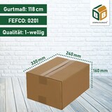 thumbnail of 500 x Faltkartons (330 x 240 x 160 mm) stabil 1-wellig Versandkarton Päckchen DHL Hermes Schachtel Box Paket braun BB-Verpackungen