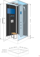 thumbnail of Duschkabine Komplettdusche Fertigdusche Dusche D38-10L1-EC 90x90 cm mit 2K Scheiben Versiegelung