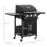 thumbnail of Outsunny barbacoa de gas con 3 quemadores termómetro 2 parrillas de gas con 2 mesas laterales armario de 2 puertas 4 ruedas frenos para BBQ