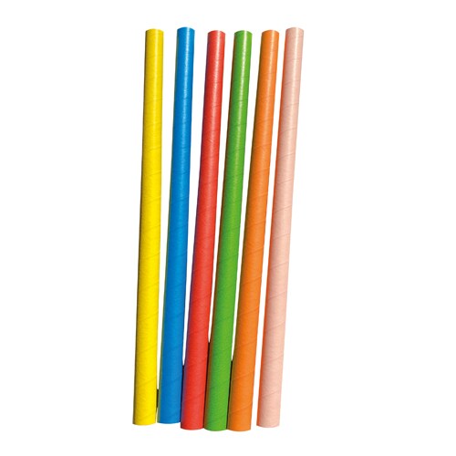 Paille papier Shooter 6 couleur - Hauteur : 14 cm Diamètre : 7 mm x 500 Mondo Déco