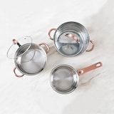 thumbnail of San Ignacio - Conjunto 5  panelas de aço inoxidável Ø16/18/20cm e conjunto de 3 frigideiras de alumínio prensado Ø16/20/24cm, adequado para indução.