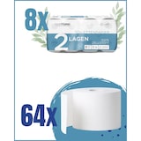 thumbnail of Toilettenpapier, 2-lagig, 64 Rollen x 250 Blatt, 100% Zellstoff, superweiches Klopapier, Großpackung für Gewerbe, Verpackung aus 60% PCR-Anteil