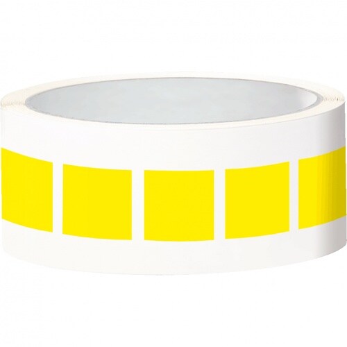 Aufkleber I Etikett, eckig, beschriftbar, gelb, Folie, selbstklebend, 25x25mm, 100/Rolle