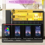 thumbnail of Bartisch ausziehbar 205x39x100 cm mit LED-Beleuchtung Stauraum Rollen und USB-Anschluss MDF Glas Schwarz für Küche Wohnen