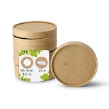 thumbnail of BIOZOYG 25 Stück Bio Einwegdeckel Ø 95mm dampfdurchlässig, braun, Pappdeckel, Becherdeckel besonders geeignet für heiße Speisen