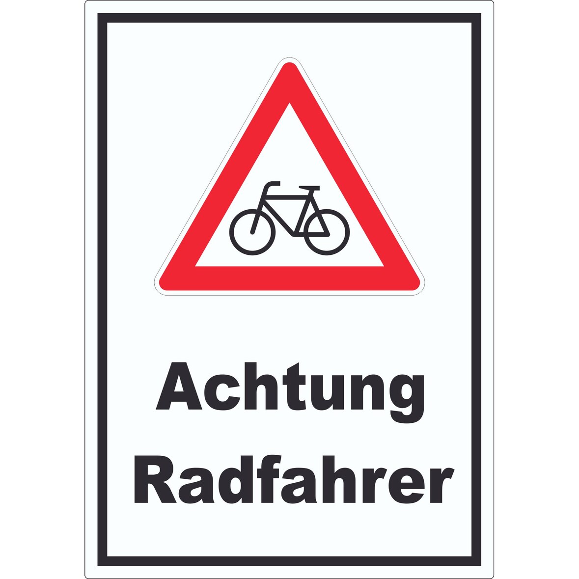 Achtung Radfahrer Fahrräder Aufkleber A6 (105x148mm)