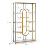 thumbnail of COSTWAY Libreria a 5 ripiani, scaffale aperto indipendente, espositore con struttura in metallo(bianco e oro, ovale)