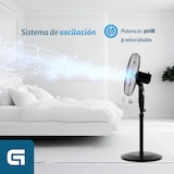 thumbnail of Ventilador de pie Grunkel FAN-165RNG negro con 3 niveles de potencia y 50W con base redonda.