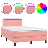 thumbnail of vidaXL Boxspringbett mit Matratze & LED Rosa 120x190 cm Samt