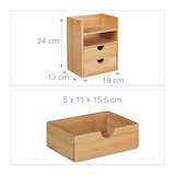 thumbnail of Relaxdays Schreibtisch Organizer, 2 Schubladen & Ablagen, Büroutensilien, Bambus Schubladenbox, HBT 24x19x13 cm, natur