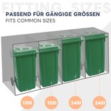 thumbnail of Mülltonnenbox 4er Set für 120–240L Tonnen verzinkter Stahl wetterfest abschließbar mit Pflanzdach Belüftung robust Anthrazit Holzoptik