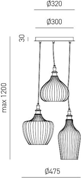 thumbnail of Cleofe S/3 Amber Dreifach-Pendelleuchte – Messingrahmen, 3x E27, max. 180 W, transparentes bernsteinfarbenes Glas – Gealuce