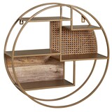 thumbnail of Wandregal Rattan 62x62x17 cm Hängeregal Massivholz / Metall Industrial, Schweberegal Wiener Geflecht Rund Wand, Regal Hängend Offen