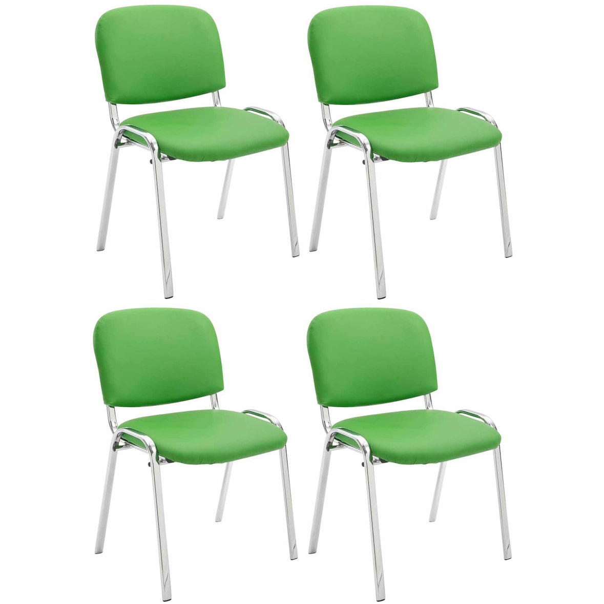 4er Set Stühle Ken Chrom Kunstleder grün