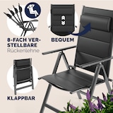 thumbnail of CASARIA® Alu Gartenstühle 2er Set Gepolstert 8-Fach Verstellbar Anthrazit