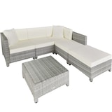 thumbnail of tectake Conjunto de descanso de ratán con estructura de aluminio, incluyendo fundas en 2 colores  Gris Claro