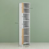 thumbnail of Columna de baño moderna mueble auxiliar de baño con estantes ajustables y puertas de bambú anti-vuelco 35x30x170 cm blanco y natural