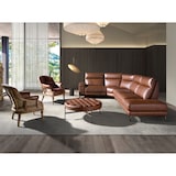 thumbnail of Angel Cerdá Runder Couchtisch aus dunkelbraunem Leder, Nussbaum und dunklem Stahl 2147C Ø100 x 40