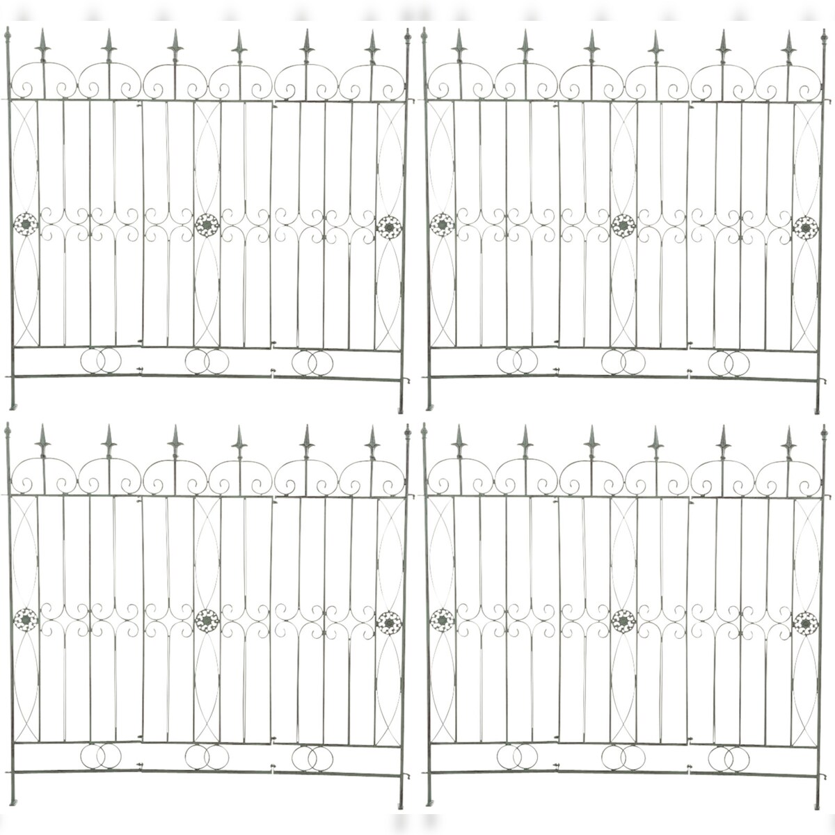 CLP 4er Set Gartenzäune Mangold antik-grün