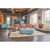 thumbnail of KAWOLA Couchtisch MARIA Marmorplatte Kunstleder hellblau