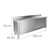 thumbnail of Royal Catering - Royal Catering Meuble-bas Inox Rangement Cuisine RCAT-200/60-C (200x60x96cm, deux portes coulissantes, capacité de charge 160 kg,