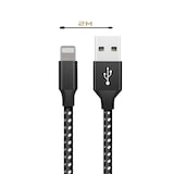 thumbnail of MobileKing Nylon iPhone zu USB-A Schnell-Ladekabel 2 m - schwarz/silber MBK403