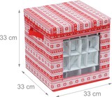 thumbnail of Relaxdays Weihnachtskugel Aufbewahrungsbox, 3er Set, HBT: 33 x 33 x 33 cm, Vlies, Pappe, Weihnachtskugelkiste, rot/weiß