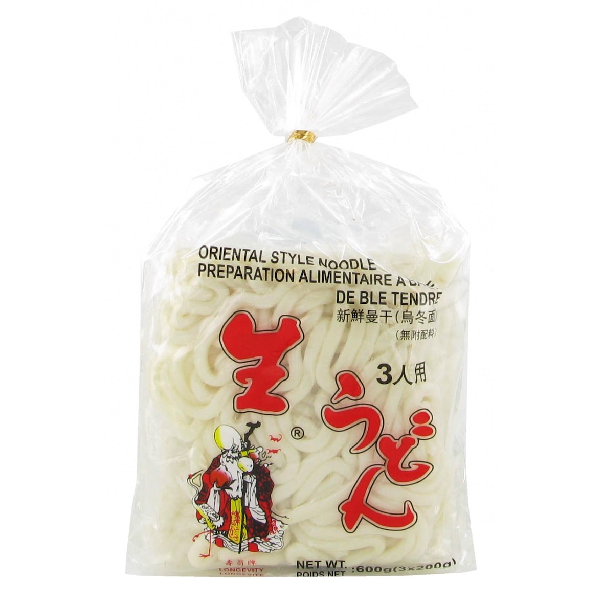 Udon Frais pour 3 Personnes 600g (200g x 3)/Sachet 24 sachets
