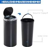 thumbnail of Sensor-Mülleimer Stahl Schwarz 30,5x30,5x68 cm, 42 L, mit Bewegungssensor und herausnehmbarem Inneneimer