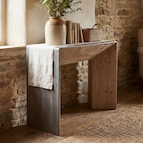 thumbnail of Consolle HWC-L76, tavolino per telefono, legno massiccio industriale MVG, 80x120x40cm naturale con aspetto metallico