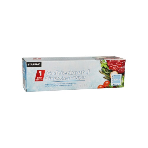 PAPSTAR, Diepvrieszakjes, LLDPE 1 l 24 cm x 16 cm transparant in dispenser doos