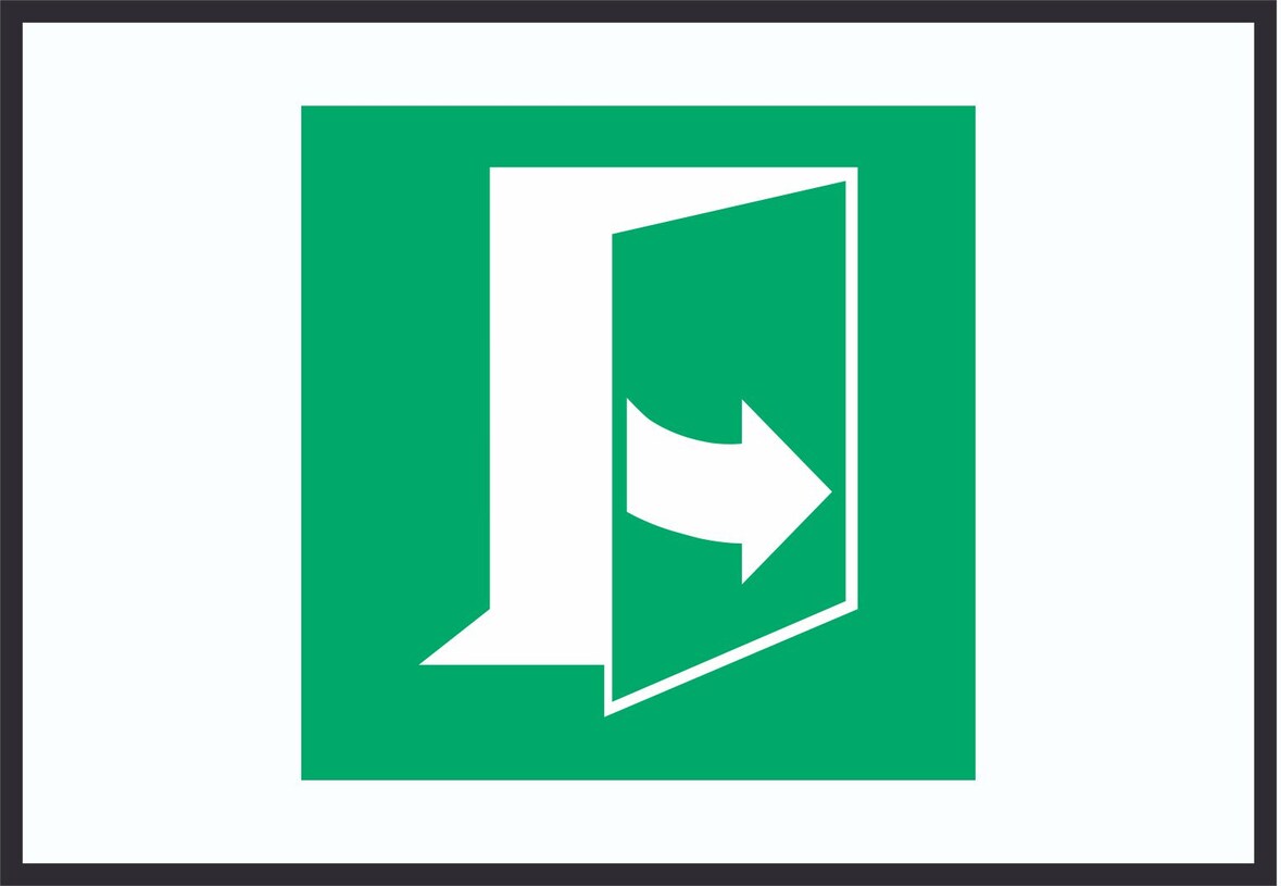 Tür öffnet durch Ziehen auf der linken Seite Symbol A0 Rückseite selbstklebend Schild