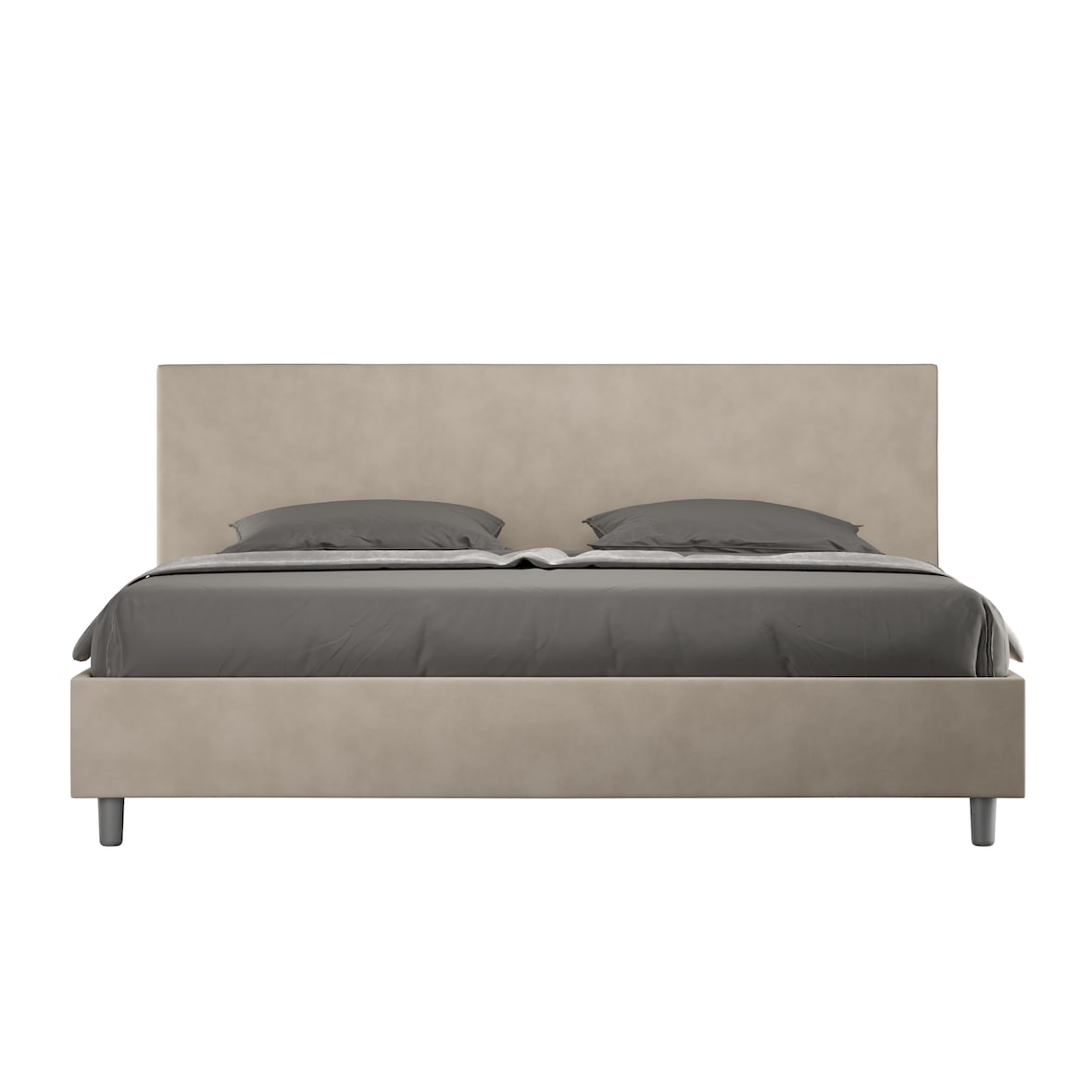 Letto matrimoniale king size contenitore imbottito 200x200 microfibra sabbia Adele