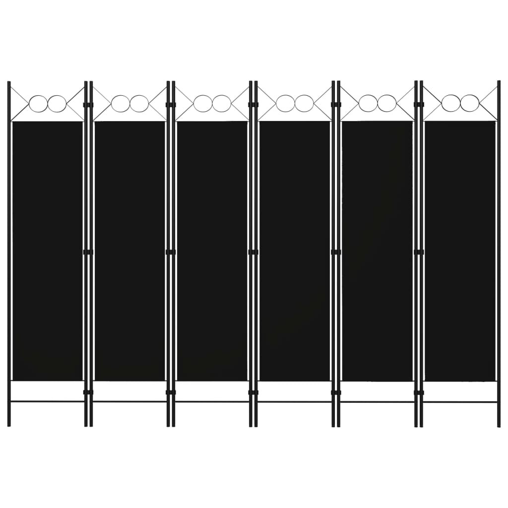 Décoshop26 - Raumteiler 6-teilig 240 x 180 cm aus schwarzem Stoff und Eisen DEC031114 DEC031114