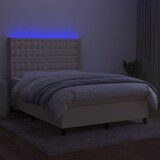 thumbnail of vidaXL Boxspringbett mit Matratze & LED Creme 140x190 cm Stoff