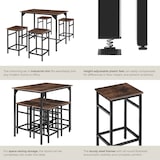 thumbnail of tectake Set tavolo da bar Edimburgo 4 + 1 - Legno industriale scuro, rustico - 404306