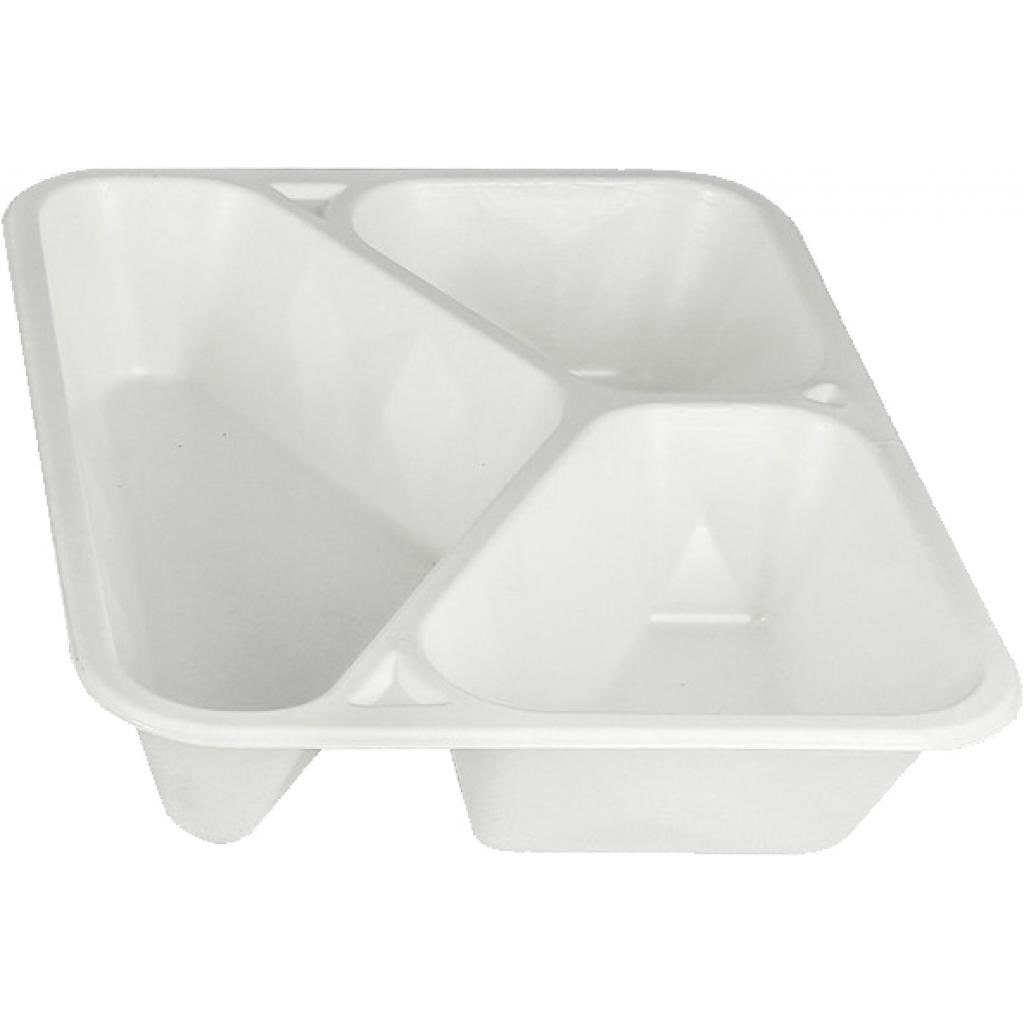 Firplast Barquette plat du jour blanche 3 compartiments (pulpe canne/sucre) h45 x220