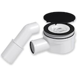 thumbnail of PREVEX Showerloc Ablaufgarnitur flach mit Siphon matt schwarz 90 mm mit Haarsieb 40 50 mm Auslass