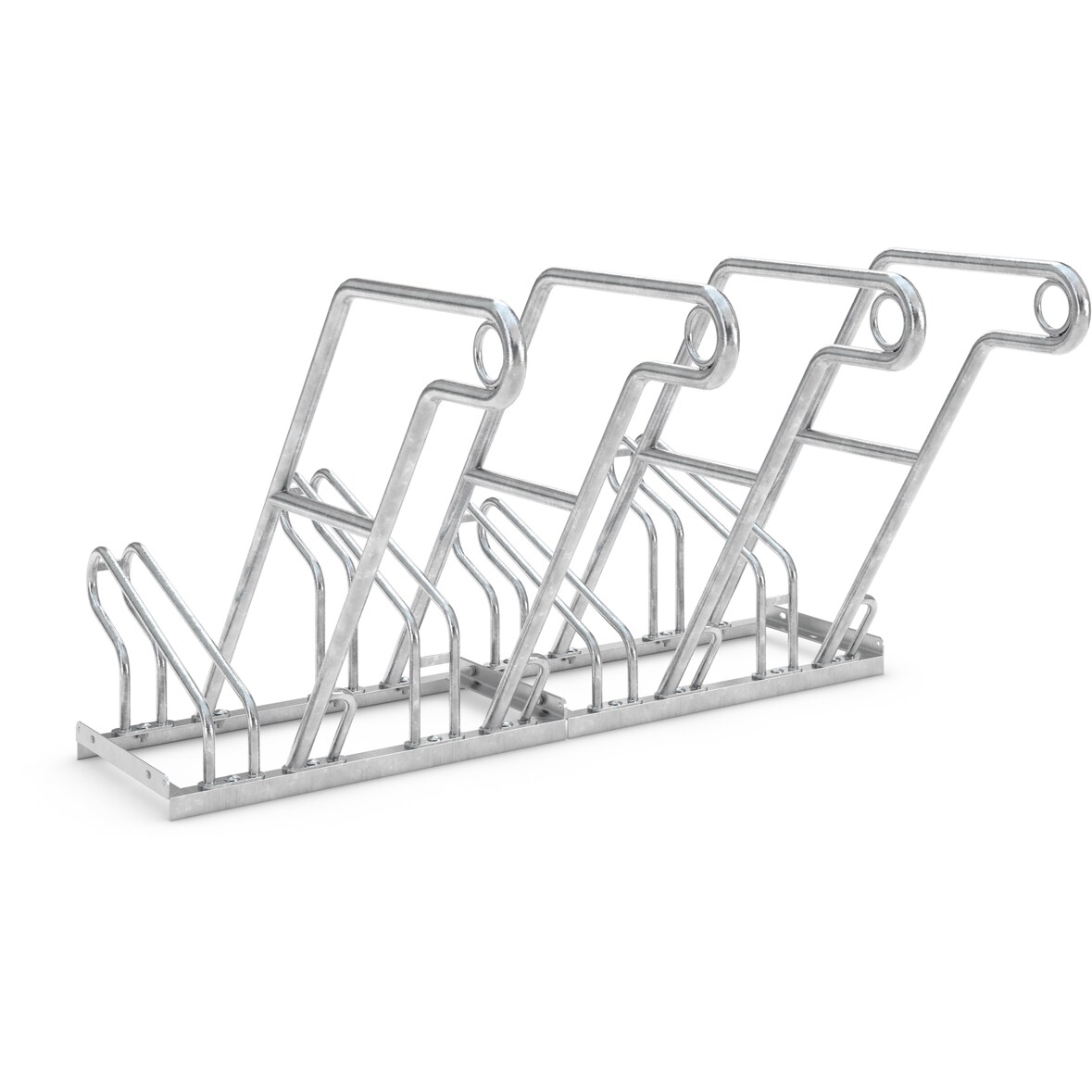 Anlehnparker 2604 einseitig | Fahrradständer für 4 Fahrräder | erweiterbar zur Freiaufstellung | Abwechselnde Hoch-/Tiefeinstellung | mit Anlehnbügel