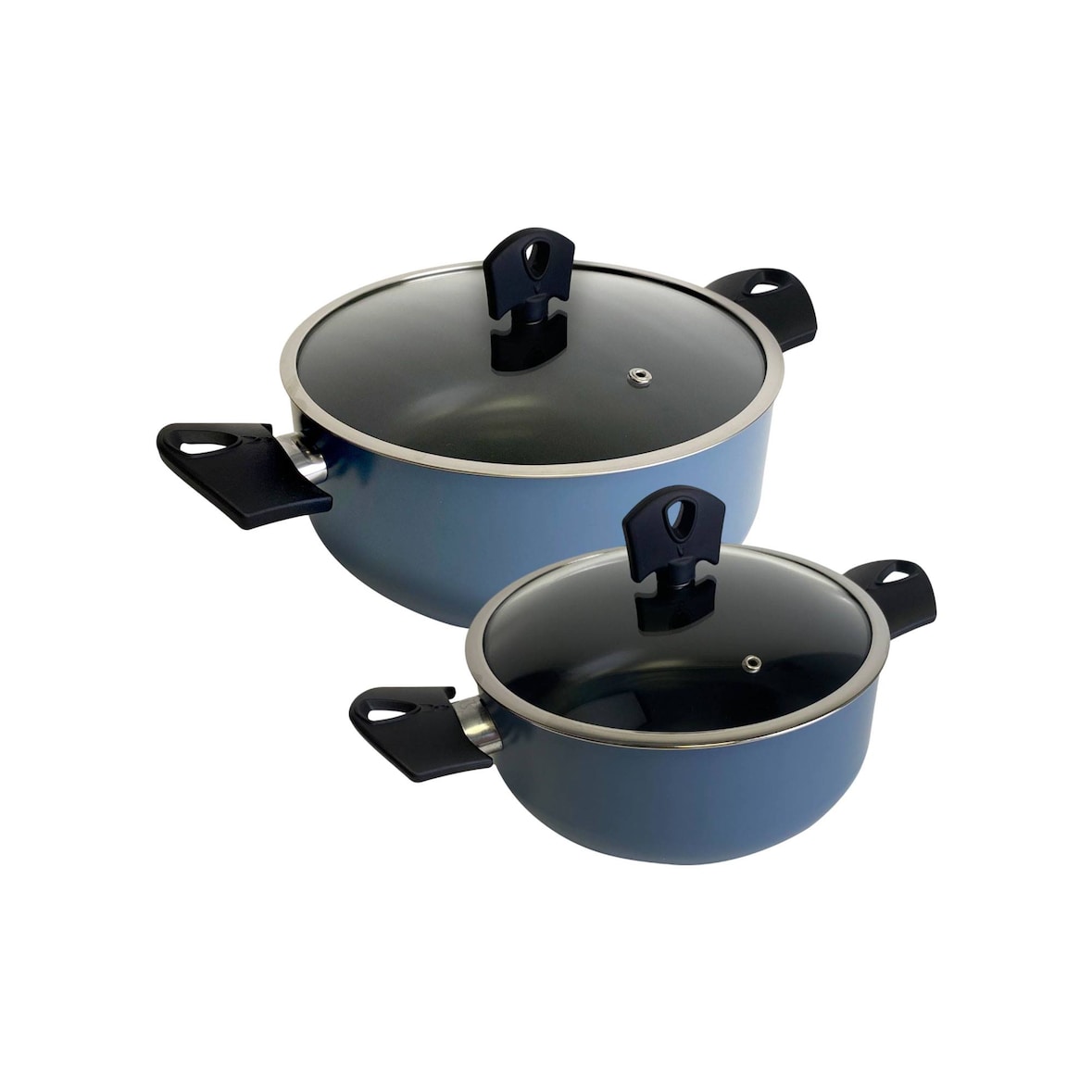 San Ignacio Noia - Juego de 2 Cacerolas Ø20/Ø24cm con Tapa en Aluminio Prensado Color Azul