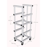thumbnail of Carro porta bandejas plegable de 540 x 650 x 1710 mm. (h)  Para cajas o bandejas N.E. de hasta 320 mm. (h) 4 niveles GRIS, RUEDAS DE PP
